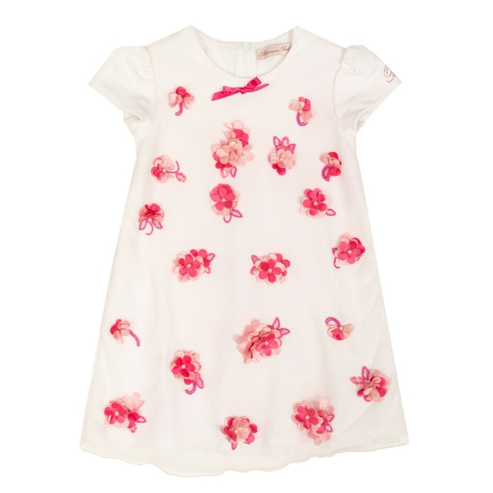 BLUMARINE BABY Shift Dress Size 2- 3Y Beaded Flower Appliqués